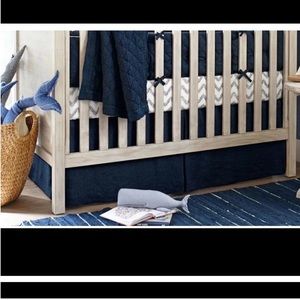 Pottery Barn Kids Navy Belgian Flax Linen Crib Skirt